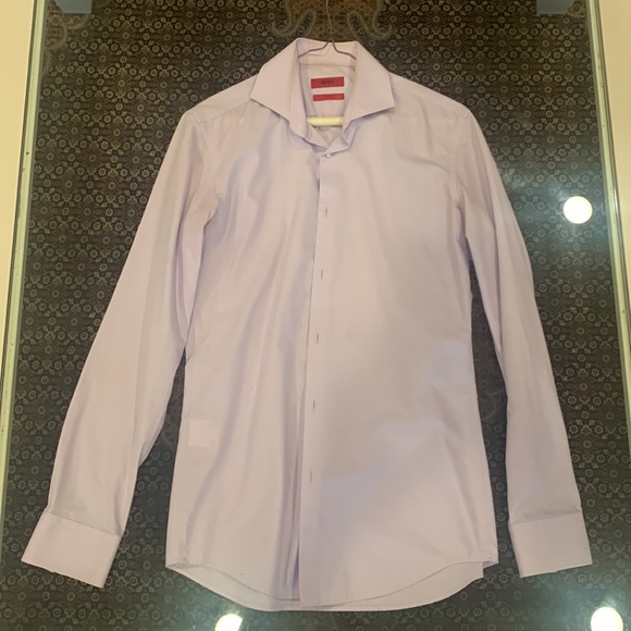 HUGO Jason Slim Fit Long Sleeve Cotton Dress Shirt in Lavender (SIZE 15R) - Picture 3 of 6